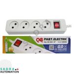 چهار راهی بدون ارت پارت الکتریک مدل شهاب با کلید و کابل با سیم 5 متر